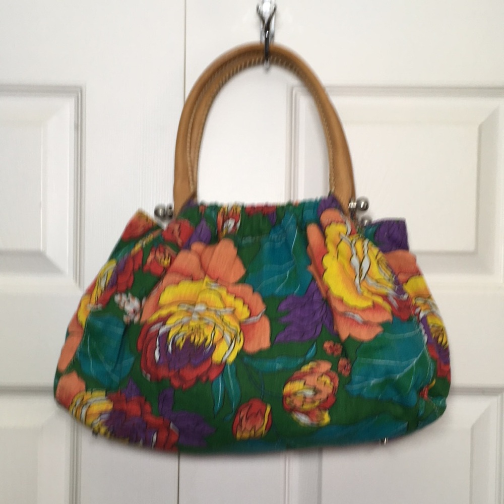 Dulce Cotton Floral Handbag with Leather handle - Picture 2 of 14